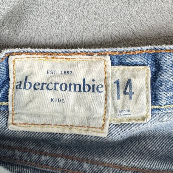 Abercrombie Kids Blue Jeans Size 14 Straight Leg 100% Cotton Denim - Picture 4 of 12